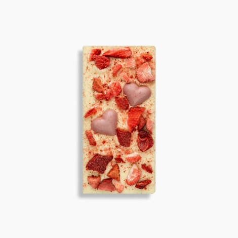 Biała Czekolada 25,9% Walentynkowa z truskawkami i serduszkami 80g